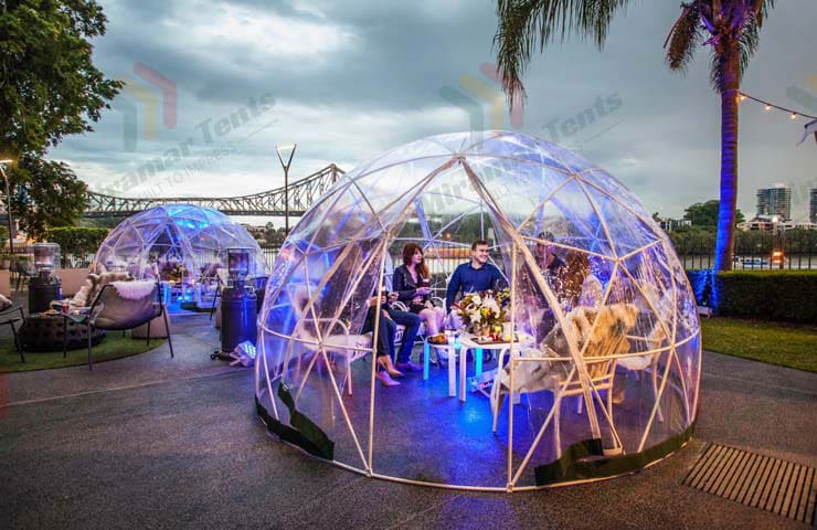 glamping dome tent with door and window